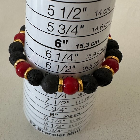 Unisex Adjustable Basalt Beaded Bracelet - Picture 3 of 6